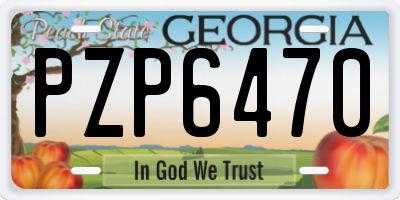 GA license plate PZP6470