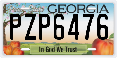 GA license plate PZP6476