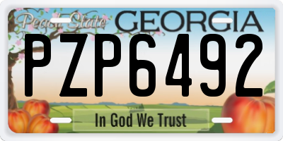 GA license plate PZP6492
