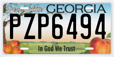 GA license plate PZP6494