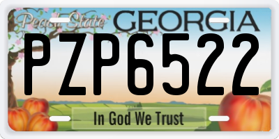 GA license plate PZP6522