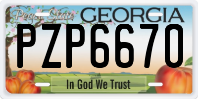 GA license plate PZP6670