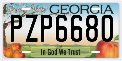 GA license plate PZP6680
