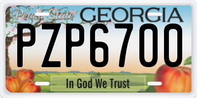 GA license plate PZP6700