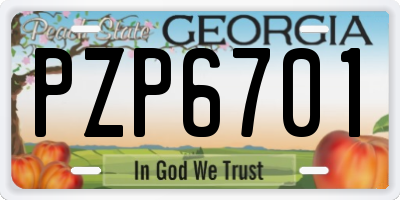 GA license plate PZP6701