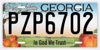 GA license plate PZP6702