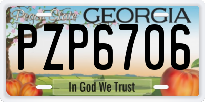 GA license plate PZP6706