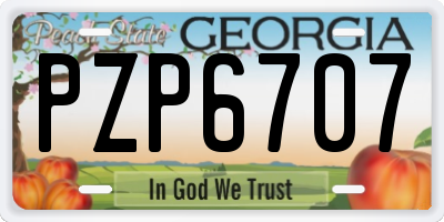 GA license plate PZP6707