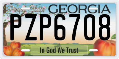 GA license plate PZP6708