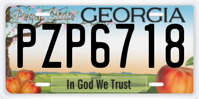 GA license plate PZP6718