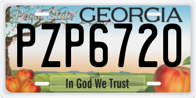 GA license plate PZP6720