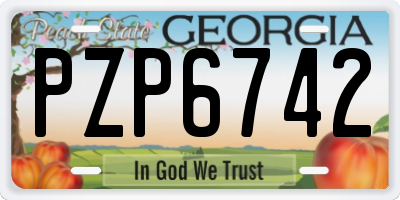 GA license plate PZP6742