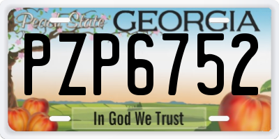 GA license plate PZP6752