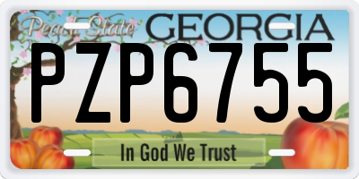 GA license plate PZP6755