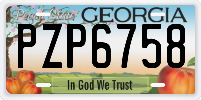 GA license plate PZP6758