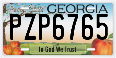 GA license plate PZP6765