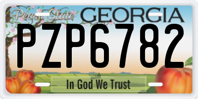 GA license plate PZP6782