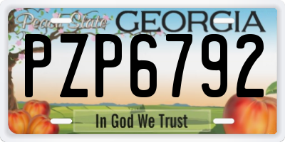 GA license plate PZP6792