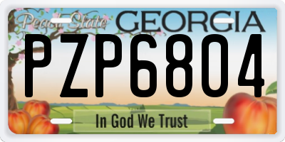 GA license plate PZP6804