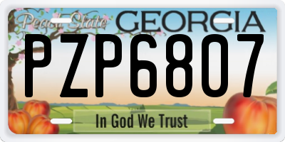 GA license plate PZP6807