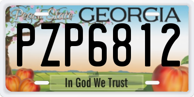 GA license plate PZP6812