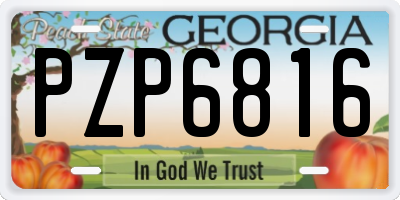 GA license plate PZP6816