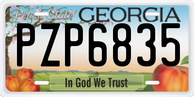 GA license plate PZP6835