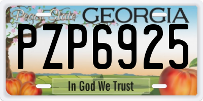 GA license plate PZP6925