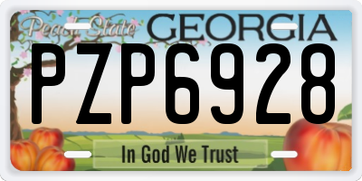 GA license plate PZP6928