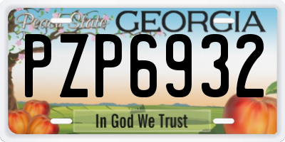 GA license plate PZP6932