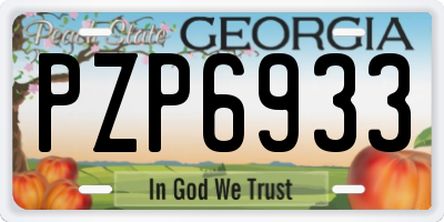 GA license plate PZP6933