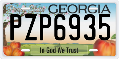 GA license plate PZP6935