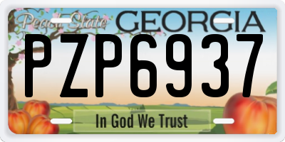 GA license plate PZP6937