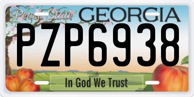 GA license plate PZP6938