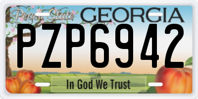 GA license plate PZP6942