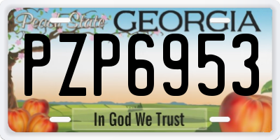 GA license plate PZP6953