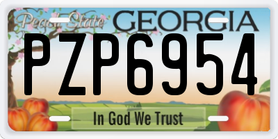 GA license plate PZP6954