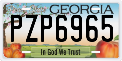 GA license plate PZP6965