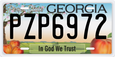 GA license plate PZP6972