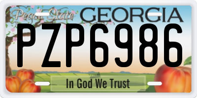 GA license plate PZP6986