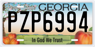 GA license plate PZP6994