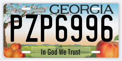 GA license plate PZP6996