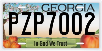 GA license plate PZP7002