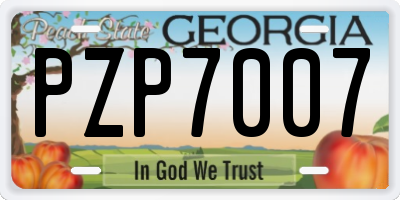 GA license plate PZP7007