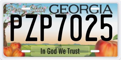 GA license plate PZP7025
