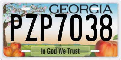 GA license plate PZP7038