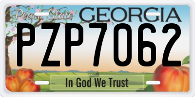 GA license plate PZP7062