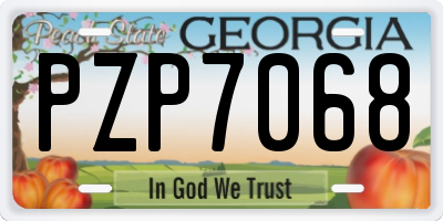 GA license plate PZP7068