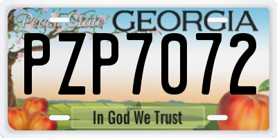 GA license plate PZP7072