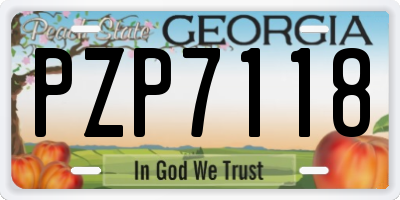 GA license plate PZP7118